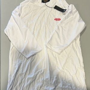 10.Deep White Long Sleeve Tee with Red Logo